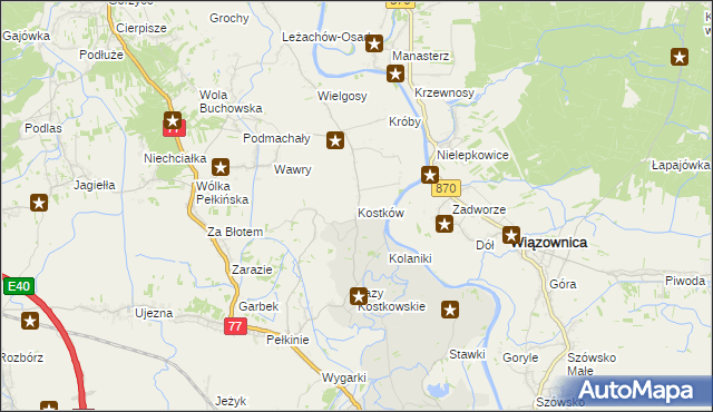 mapa Kostków, Kostków na mapie Targeo
