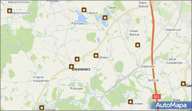 mapa Kotłowo gmina Biesiekierz, Kotłowo gmina Biesiekierz na mapie Targeo