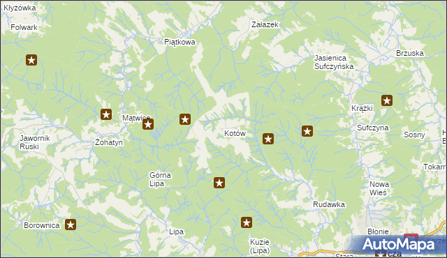 mapa Kotów gmina Bircza, Kotów gmina Bircza na mapie Targeo