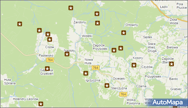 mapa Koziel gmina Raków, Koziel gmina Raków na mapie Targeo