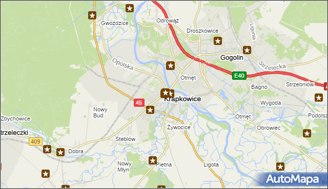 mapa Krapkowice, Krapkowice na mapie Targeo