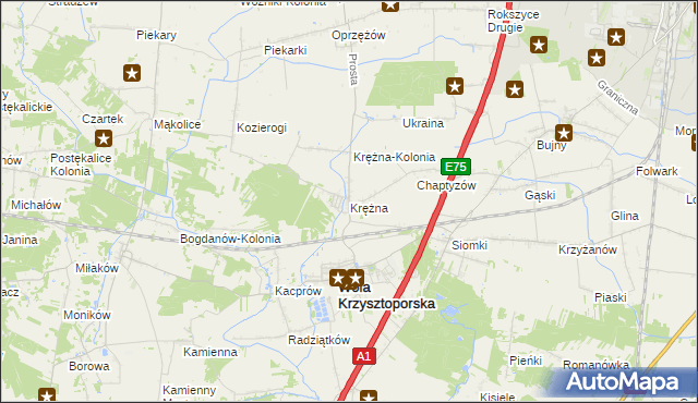 mapa Krężna, Krężna na mapie Targeo