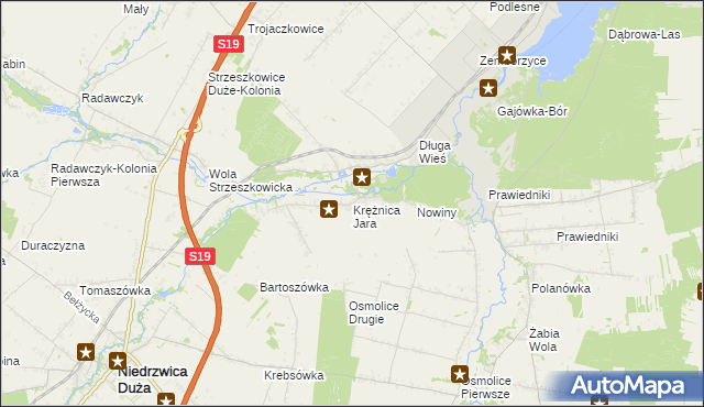 mapa Krężnica Jara, Krężnica Jara na mapie Targeo