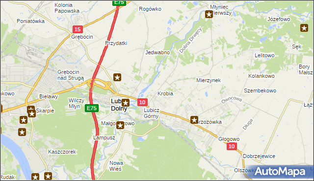 mapa Krobia gmina Lubicz, Krobia gmina Lubicz na mapie Targeo