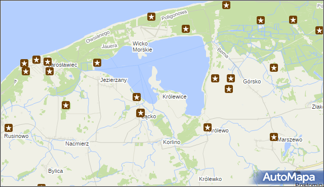 mapa Królewice gmina Postomino, Królewice gmina Postomino na mapie Targeo