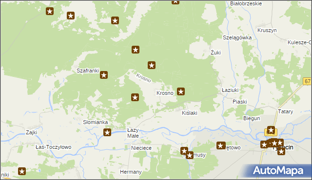 mapa Krosno gmina Tykocin, Krosno gmina Tykocin na mapie Targeo