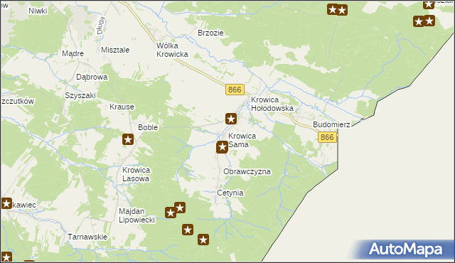 mapa Krowica Sama, Krowica Sama na mapie Targeo