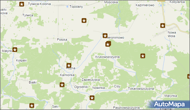 mapa Krukowszczyzna gmina Michałowo, Krukowszczyzna gmina Michałowo na mapie Targeo
