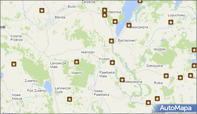 mapa Kruszki gmina Przerośl, Kruszki gmina Przerośl na mapie Targeo