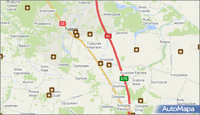 mapa Kruszów, Kruszów na mapie Targeo