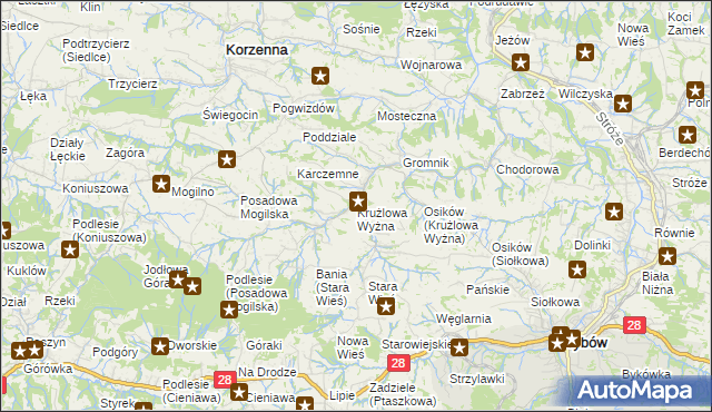 mapa Krużlowa Wyżna, Krużlowa Wyżna na mapie Targeo
