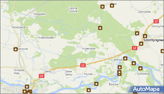 mapa Krzekotów, Krzekotów na mapie Targeo