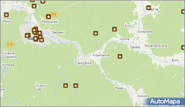 mapa Krzemienne, Krzemienne na mapie Targeo