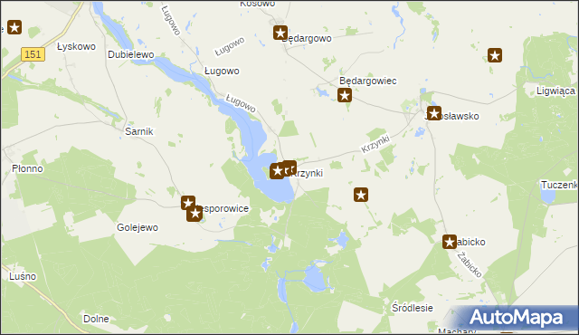 mapa Krzynki, Krzynki na mapie Targeo