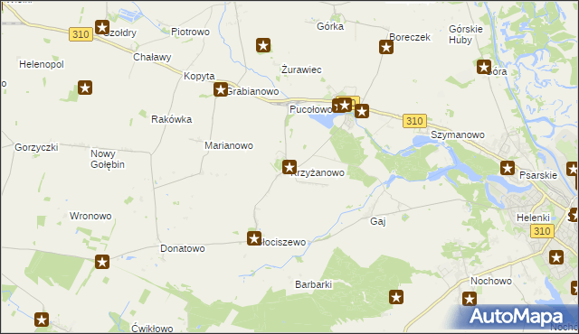 mapa Krzyżanowo gmina Śrem, Krzyżanowo gmina Śrem na mapie Targeo