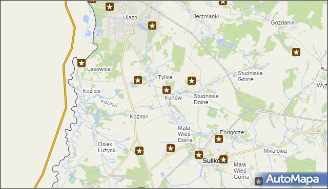mapa Kunów gmina Zgorzelec, Kunów gmina Zgorzelec na mapie Targeo