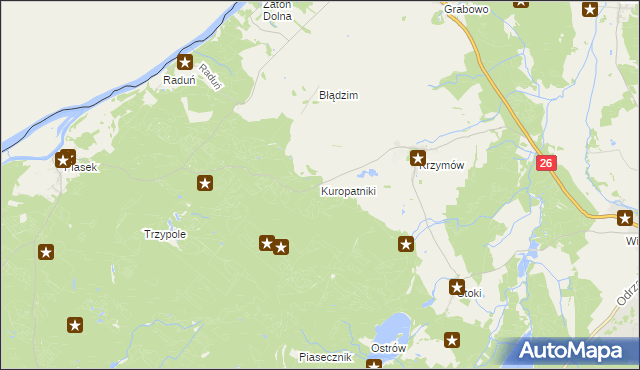 mapa Kuropatniki, Kuropatniki na mapie Targeo