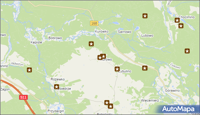 mapa Kurowo gmina Bobolice, Kurowo gmina Bobolice na mapie Targeo