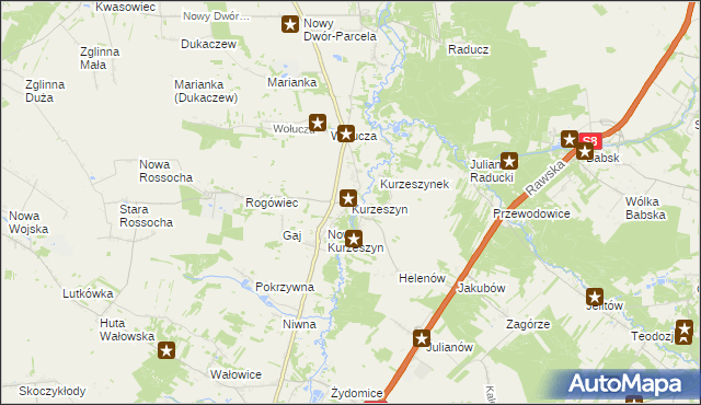 mapa Kurzeszyn, Kurzeszyn na mapie Targeo