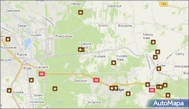 mapa Kusięta, Kusięta na mapie Targeo