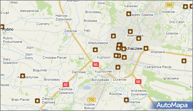 mapa Kuznocin gmina Sochaczew, Kuznocin gmina Sochaczew na mapie Targeo