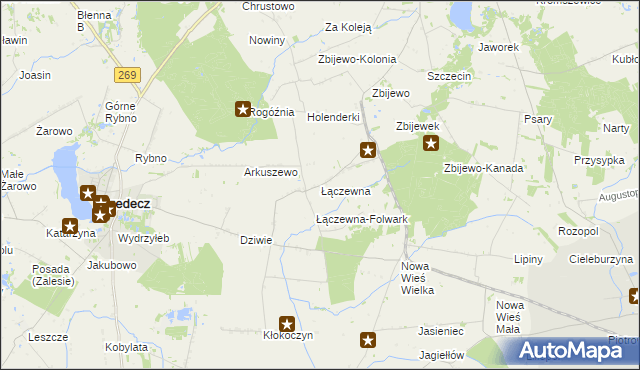 mapa Łączewna gmina Przedecz, Łączewna gmina Przedecz na mapie Targeo