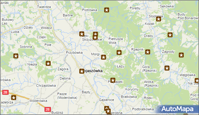 mapa Łączki Jagiellońskie, Łączki Jagiellońskie na mapie Targeo