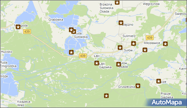mapa Łąki gmina Milicz, Łąki gmina Milicz na mapie Targeo