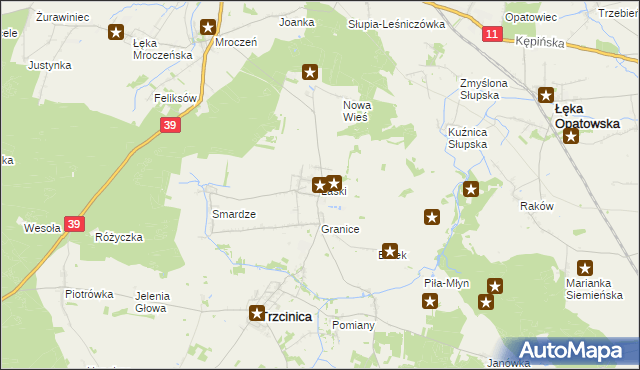 mapa Laski gmina Trzcinica, Laski gmina Trzcinica na mapie Targeo