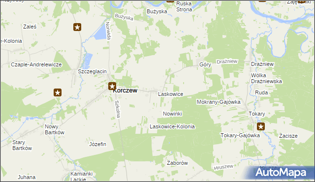 mapa Laskowice gmina Korczew, Laskowice gmina Korczew na mapie Targeo