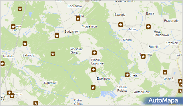 mapa Lasocin gmina Łopuszno, Lasocin gmina Łopuszno na mapie Targeo