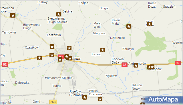 mapa Łążek gmina Kłodawa, Łążek gmina Kłodawa na mapie Targeo