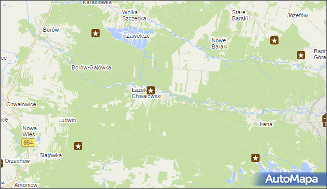 mapa Łążek gmina Zaklików, Łążek gmina Zaklików na mapie Targeo