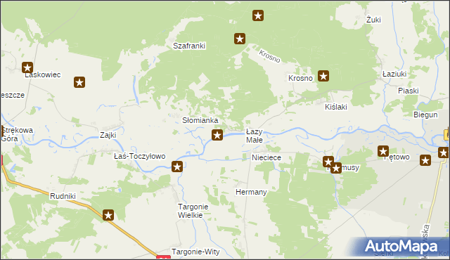 mapa Łazy Duże gmina Tykocin, Łazy Duże gmina Tykocin na mapie Targeo