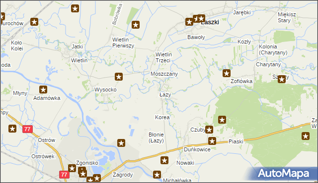 mapa Łazy gmina Radymno, Łazy gmina Radymno na mapie Targeo