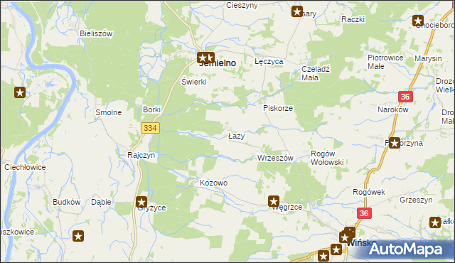 mapa Łazy gmina Wińsko, Łazy gmina Wińsko na mapie Targeo