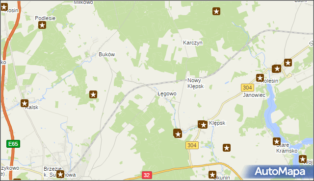 mapa Łęgowo gmina Sulechów, Łęgowo gmina Sulechów na mapie Targeo