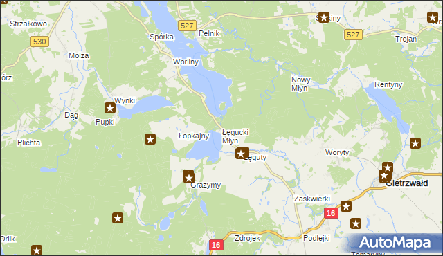 mapa Łęgucki Młyn, Łęgucki Młyn na mapie Targeo