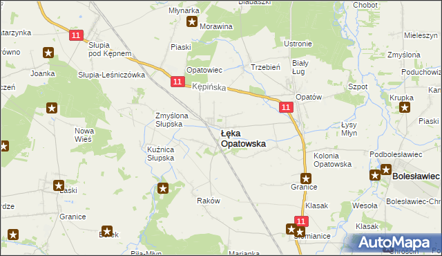 mapa Łęka Opatowska, Łęka Opatowska na mapie Targeo