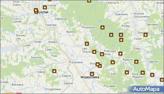 mapa Łęki Strzyżowskie, Łęki Strzyżowskie na mapie Targeo