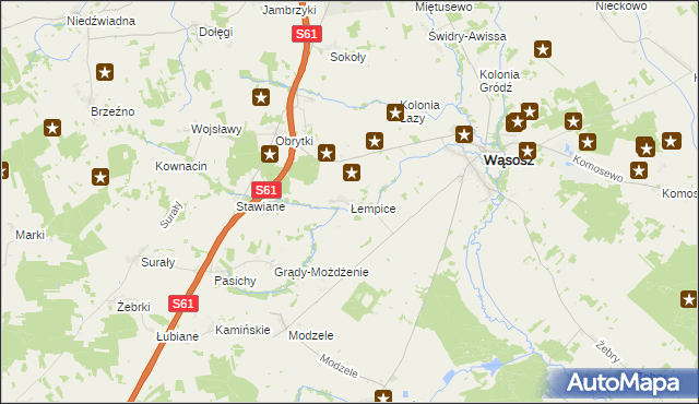 mapa Łempice gmina Wąsosz, Łempice gmina Wąsosz na mapie Targeo