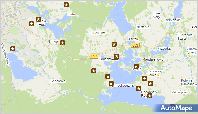 mapa Leszczewek, Leszczewek na mapie Targeo