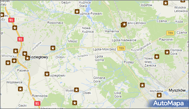 mapa Lgota Górna, Lgota Górna na mapie Targeo