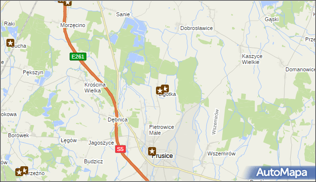 mapa Ligotka gmina Prusice, Ligotka gmina Prusice na mapie Targeo