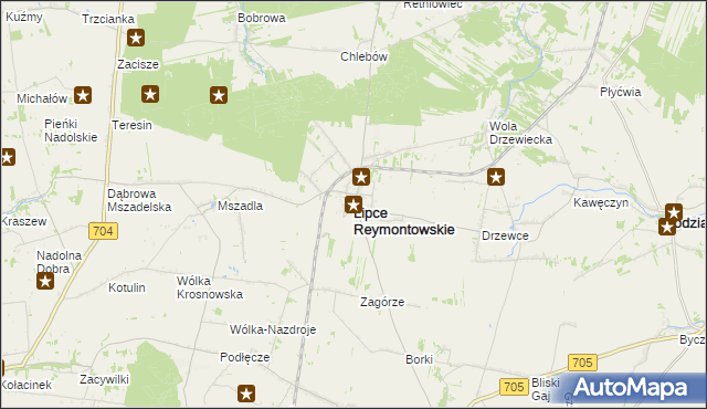 mapa Lipce Reymontowskie, Lipce Reymontowskie na mapie Targeo