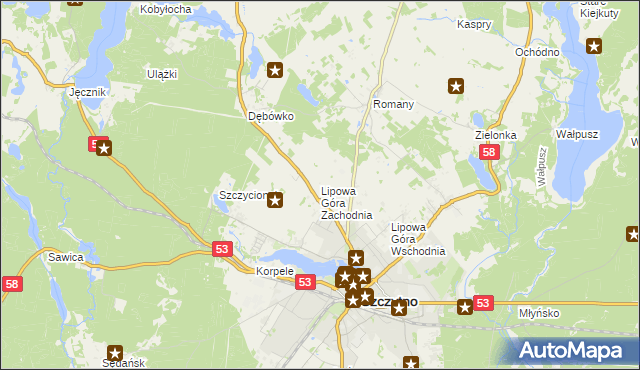 mapa Lipowa Góra Zachodnia, Lipowa Góra Zachodnia na mapie Targeo
