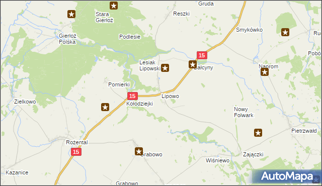 mapa Lipowo gmina Ostróda, Lipowo gmina Ostróda na mapie Targeo