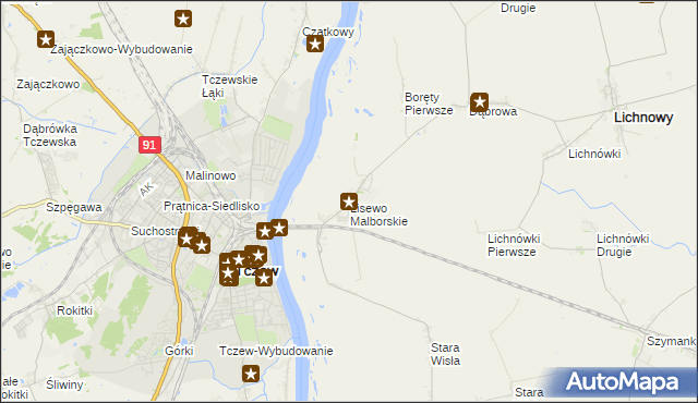 mapa Lisewo Malborskie, Lisewo Malborskie na mapie Targeo