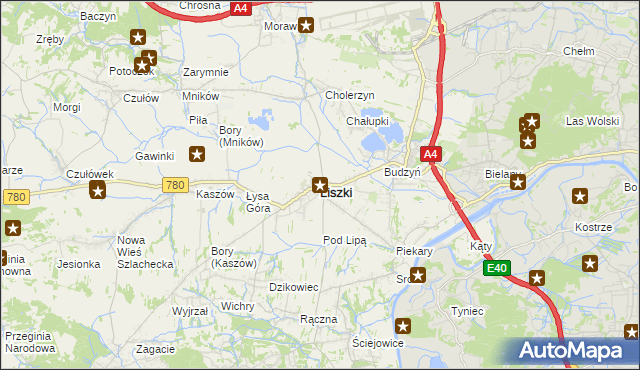 mapa Liszki powiat krakowski, Liszki powiat krakowski na mapie Targeo