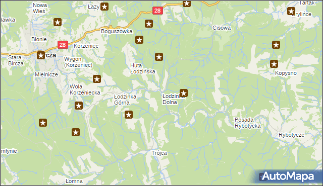 mapa Łodzinka Dolna, Łodzinka Dolna na mapie Targeo